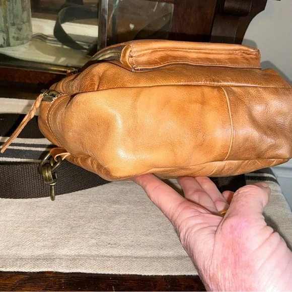 NWOT Bed Stu Leather Beau Unisex Backpack Sling Bag Tan Rustic MSRP $260 - Picture 6 of 12
